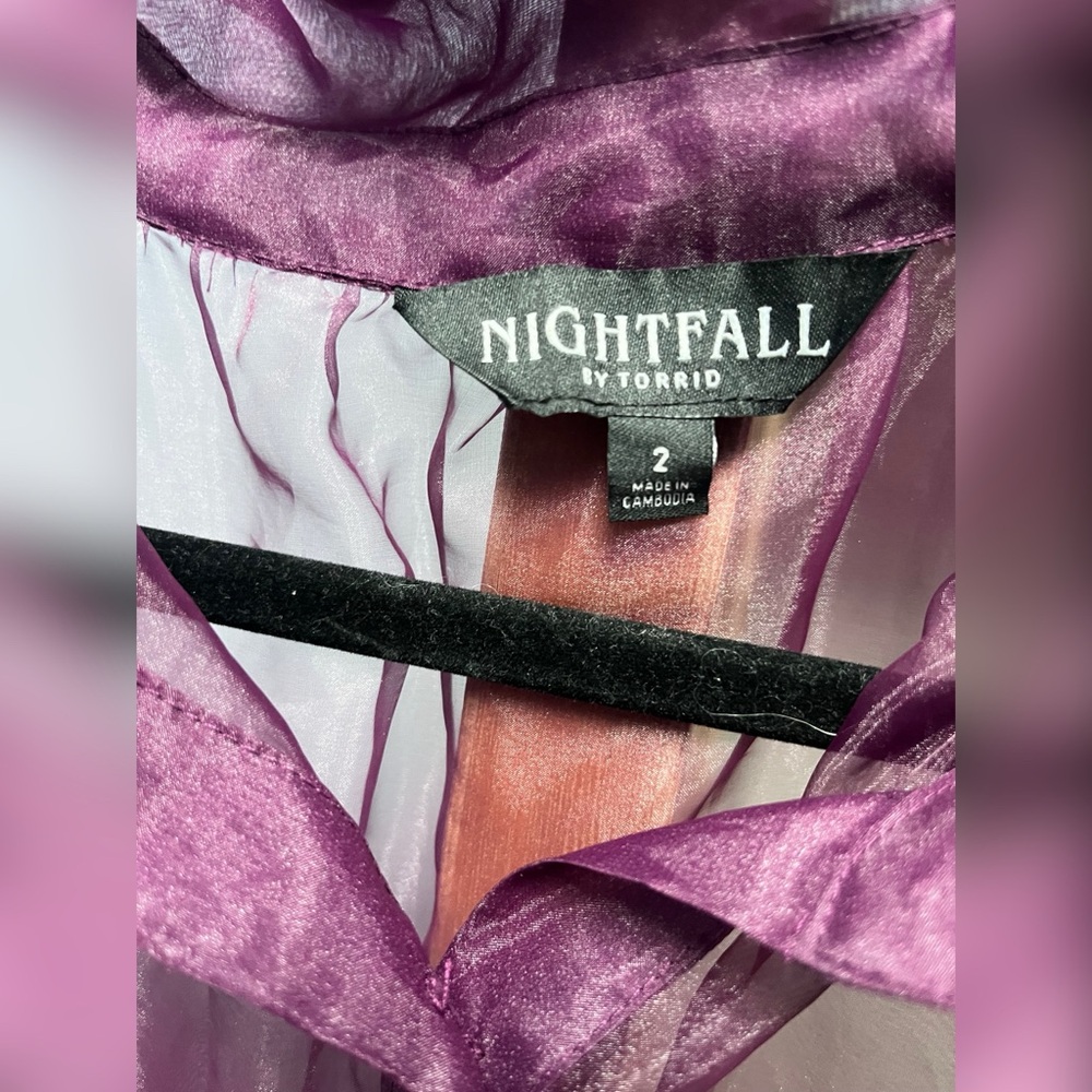 Sheer Organza A-Line Dress in Nightfall Purple - Picture 5 of 5